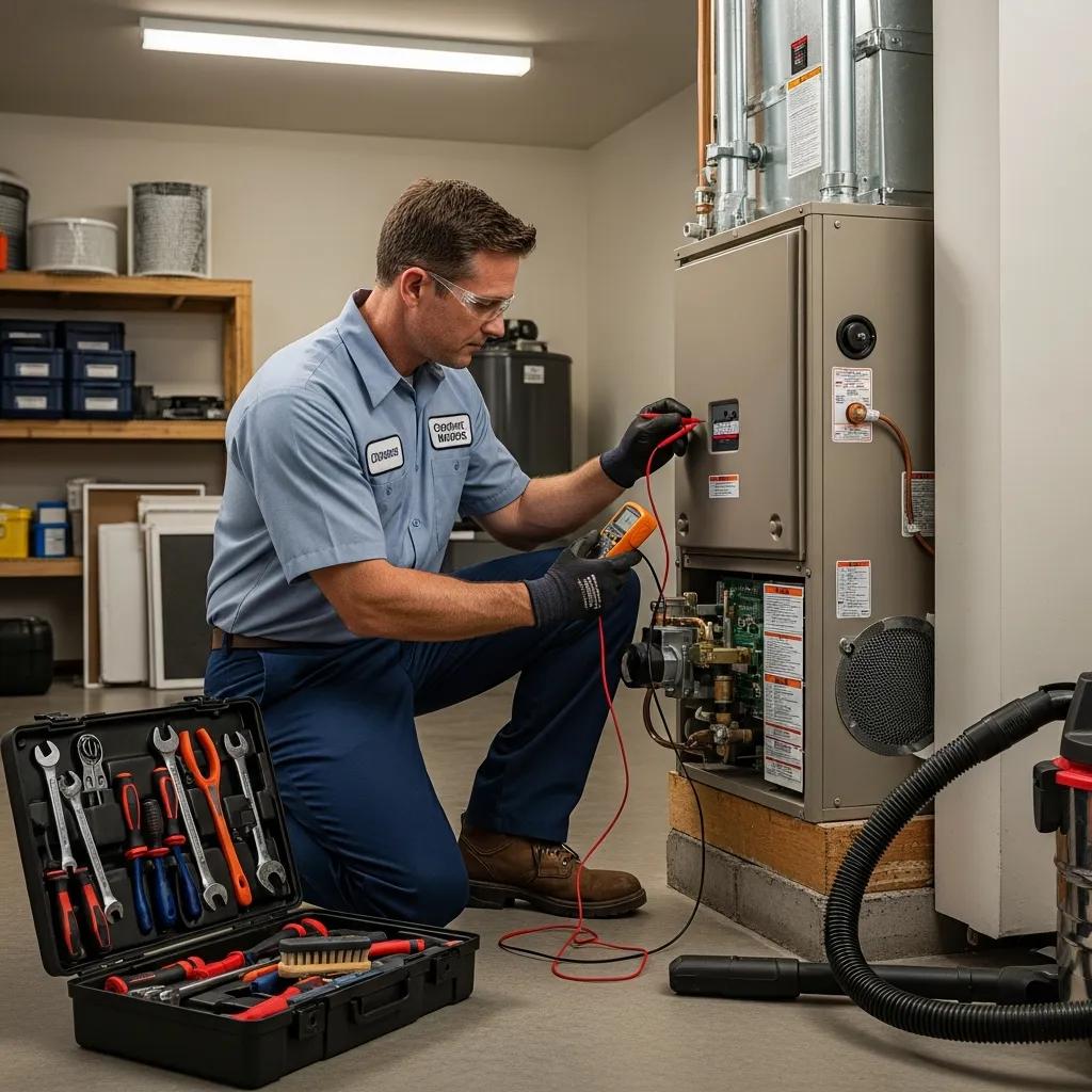Preparing Your Heating System for Winter 1 HVAC technician performing a professional heating tune-up