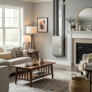 Technician installing a modern furnace in a cozy Orofino home — focused on energy-efficient performance
