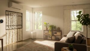 Modern home with visible insulation and efficient HVAC systems enhancing energy savings